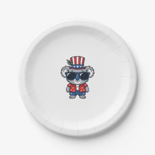 Patriotic Koala Vintage Style Vector Art_1 Paper Plate