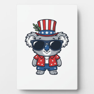 Patriotic Koala Vintage Style Vector Art_1 Plaque