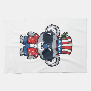 Patriotic Koala Vintage Style Vector Art_1 Tea Towel