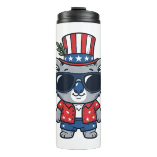 Patriotic Koala Vintage Style Vector Art_1 Thermal Tumbler