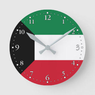 Patriotic Kuwait Flag Round Clock