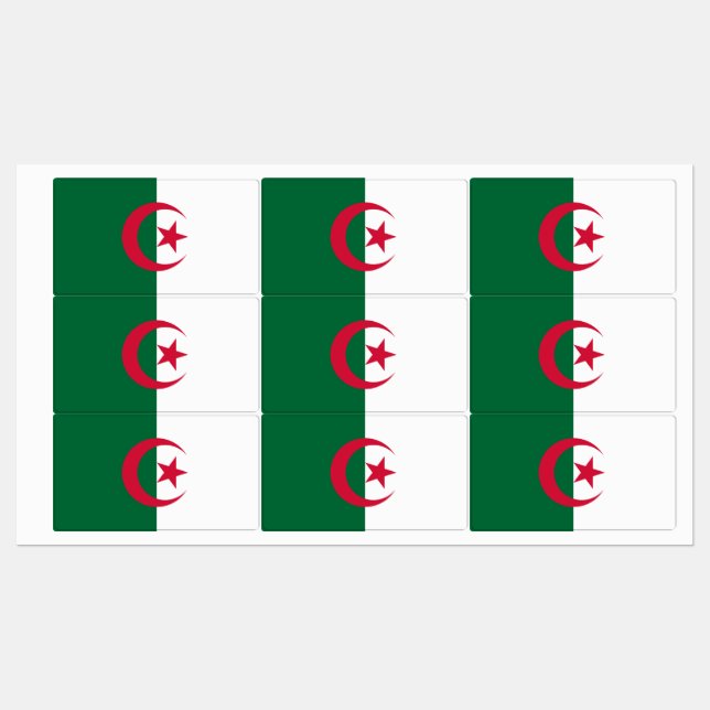 Patriotic labels with flag of Algeria (Sheet)