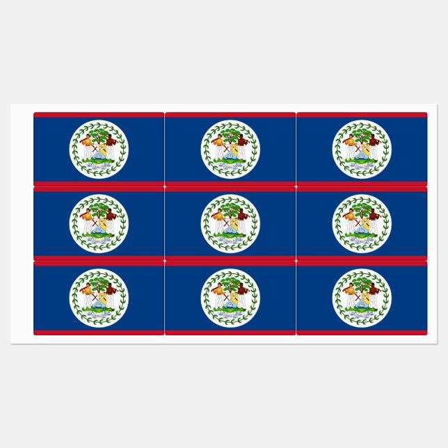 Patriotic labels with flag of Belise (Sheet)