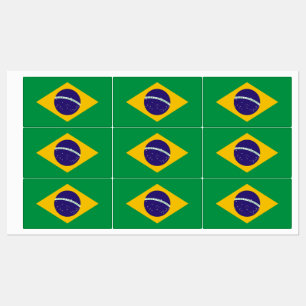 Patriotic labels with flag of Brazil
