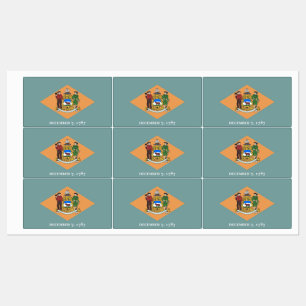 Patriotic labels with flag of Delaware State