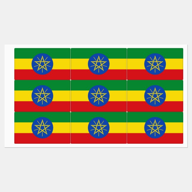 Patriotic labels with flag of Ethiopia (Sheet)