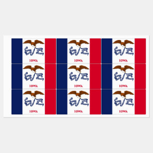 Patriotic labels with flag of Iowa State