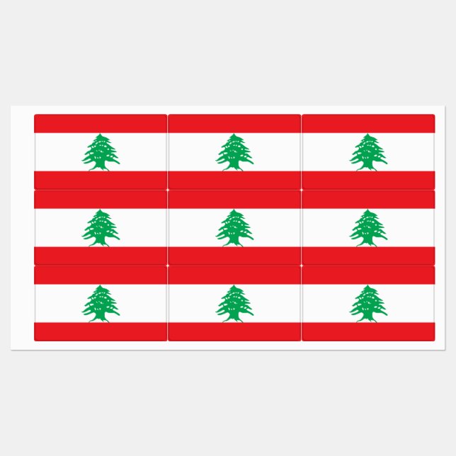Patriotic labels with flag of Lebanon (Sheet)