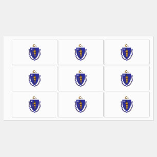 Patriotic labels with flag of Massachusetts State