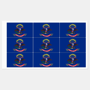 Patriotic labels with flag of North Dakota State