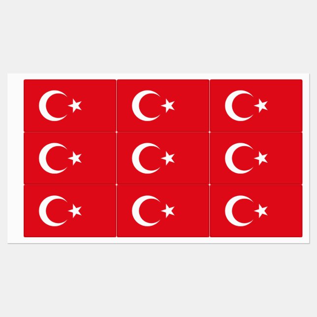 Patriotic labels with flag of Turkey (Sheet)