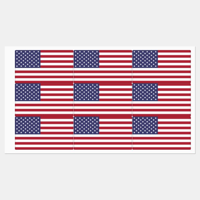 Patriotic labels with flag of USA (Sheet)