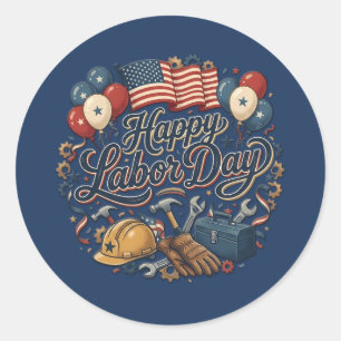 Patriotic Labor Day Classic Round Sticker
