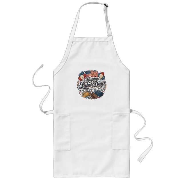 Patriotic Labor Day / Día del Trabajo Festivo Long Apron (Front)