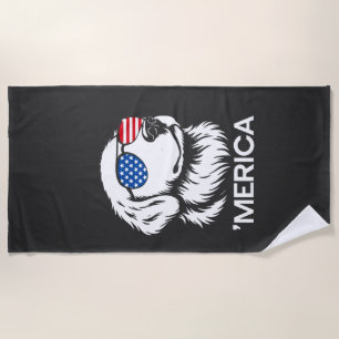 Patriotic Labrador American Flag Fourth of July Beach Towel