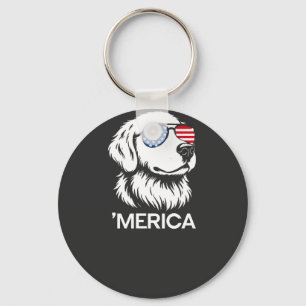Patriotic Labrador American Flag Fourth of July Key Ring