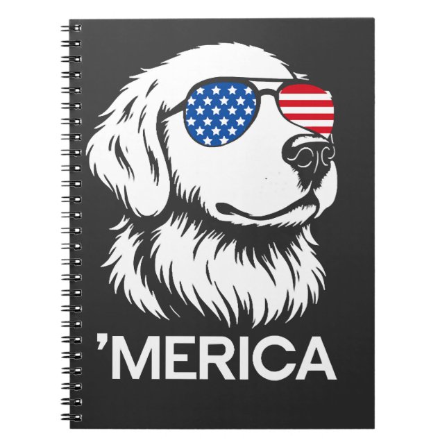 Patriotic Labrador American Flag Fourth of July Notebook (Front)