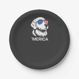 Patriotic Labrador American Flag Fourth of July Paper Plate