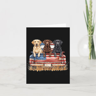 Patriotic Labrador Dog American Flag Truck 4th of Card