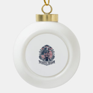 Patriotic Labrador Retriever Vector Graphic Tee_1 Ceramic Ball Christmas Ornament
