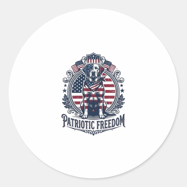 Patriotic Labrador Retriever Vector Graphic Tee_1 Classic Round Sticker (Front)