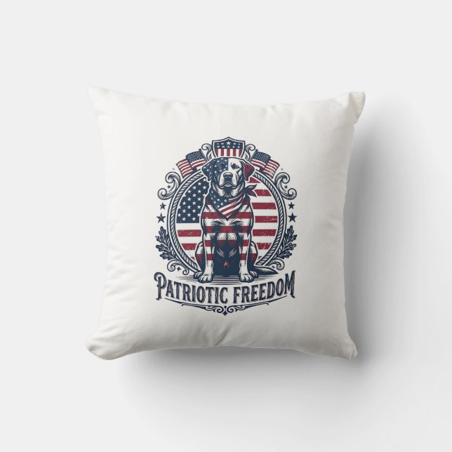 Patriotic Labrador Retriever Vector Graphic Tee_1 Cushion (Front)