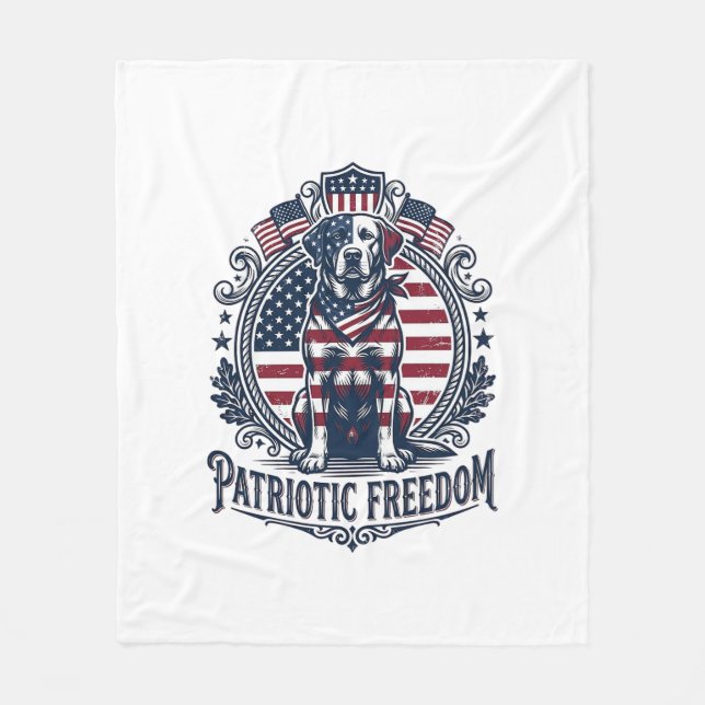 Patriotic Labrador Retriever Vector Graphic Tee_1 Fleece Blanket (Front)