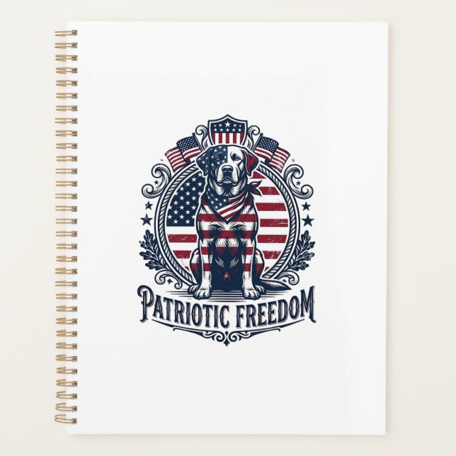 Patriotic Labrador Retriever Vector Graphic Tee_1 Planner (Front)