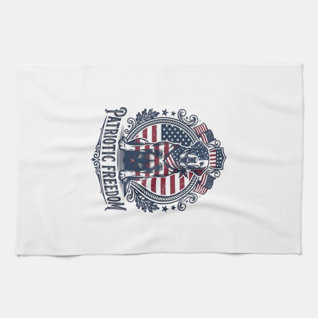Patriotic Labrador Retriever Vector Graphic Tee_1 Tea Towel (Horizontal)