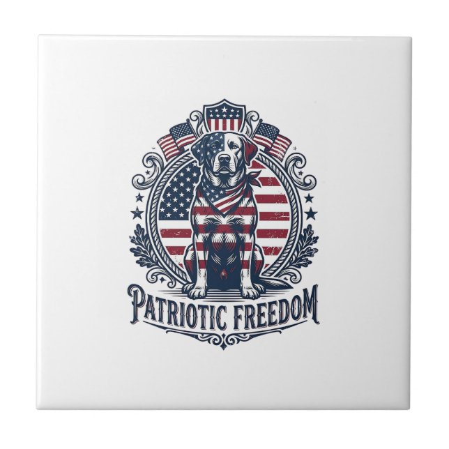 Patriotic Labrador Retriever Vector Graphic Tee_1 Tile (Front)