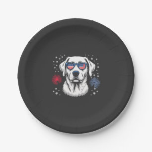 Patriotic Labrador with USA Shades Paper Plate