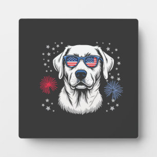 Patriotic Labrador with USA Shades Plaque