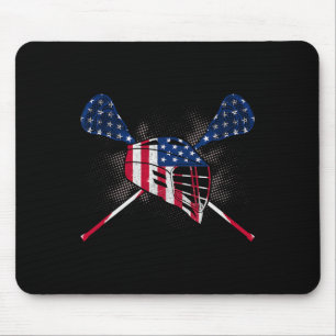 Patriotic Lacrosse Stick 4th Of July American Flag Mouse Pad