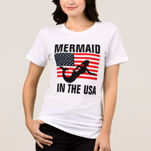 Patriotic Ladies T-Shirts, MERMAID Made IN THE USA Tri-Blend Shirt