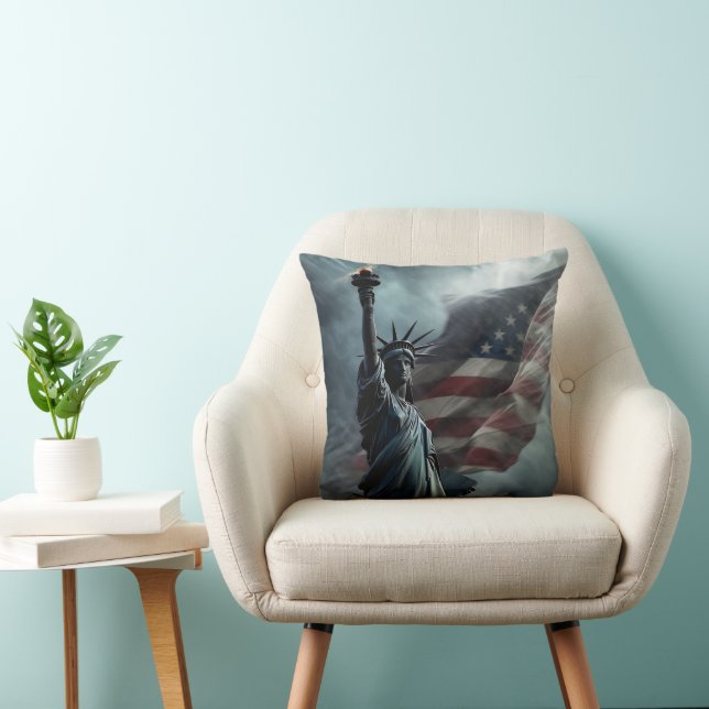 Patriotic Lady Liberty Braving the Storm Pillow (Chair)
