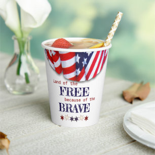 Patriotic Land of the Free Bunting Paper Cups