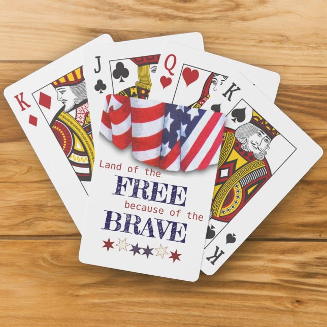Patriotic Land of the Free Bunting  Playing Cards (patriotic "Land of the Free because of the Brave" playing cards)