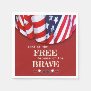Patriotic Land of the Free Red White Blue Bunting Napkin