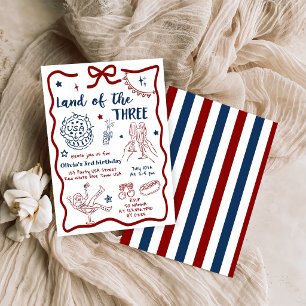 Patriotic Land of the Three Birthday Invitation