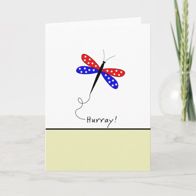 Patriotic Last Round of Chemo with Dragonfly Card (Front)