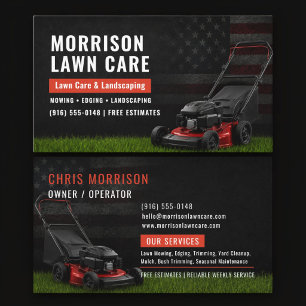 Patriotic Lawn Care & Landscaping Service Mower Business Card