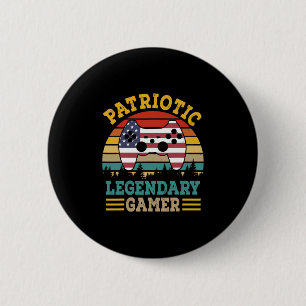 Patriotic Legendary Gamer American Independence 6 Cm Round Badge