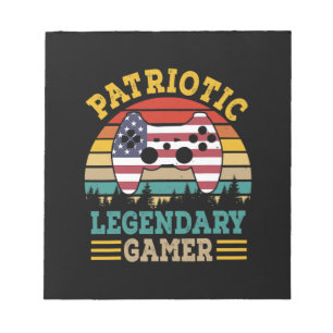 Patriotic Legendary Gamer American Independence Notepad