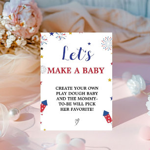 Patriotic let's make a Baby Baby Shower Game sign