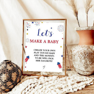 Patriotic let's make a Baby Baby Shower Game sign