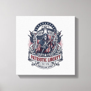 Patriotic Liberty Reaper Dark Patriot Skeleton & R Canvas Print