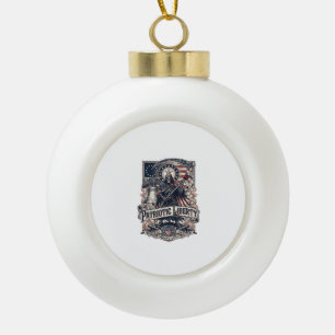 Patriotic Liberty Reaper Dark Patriot Skeleton & R Ceramic Ball Christmas Ornament