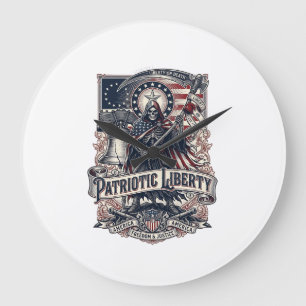 Patriotic Liberty Reaper Dark Patriot Skeleton & R Large Clock
