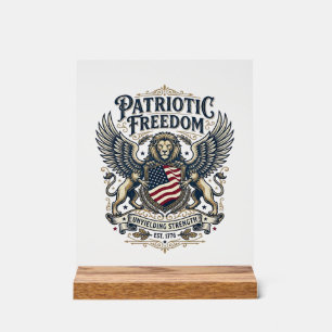 Patriotic Lion Eagle Guardian Animal Hybrid Patrio Acrylic Sign