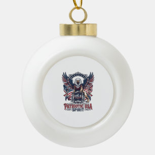 Patriotic Lion Eagle Guardian Animal Hybrid Patrio Ceramic Ball Christmas Ornament